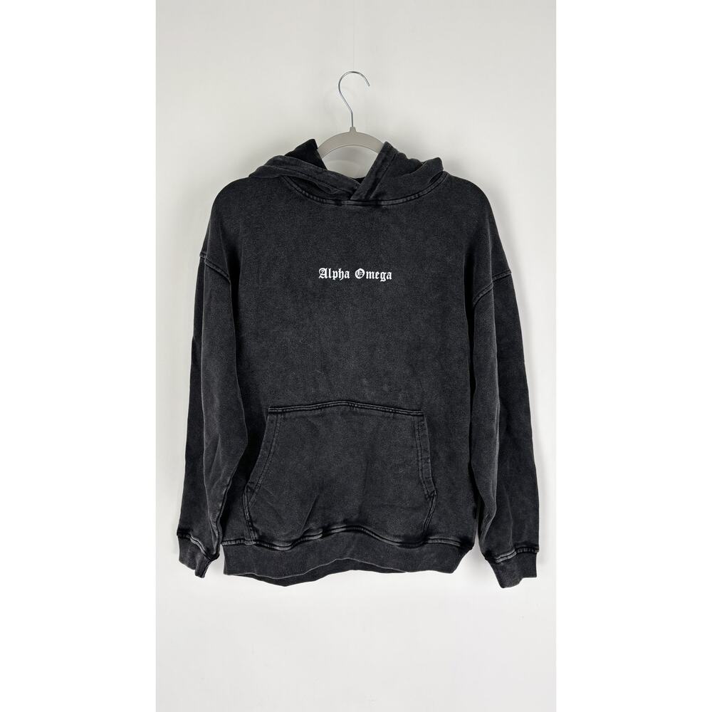 Alpha Omega Soldier Of God Hoodie Pullover Size Small Washed Black New Jesus